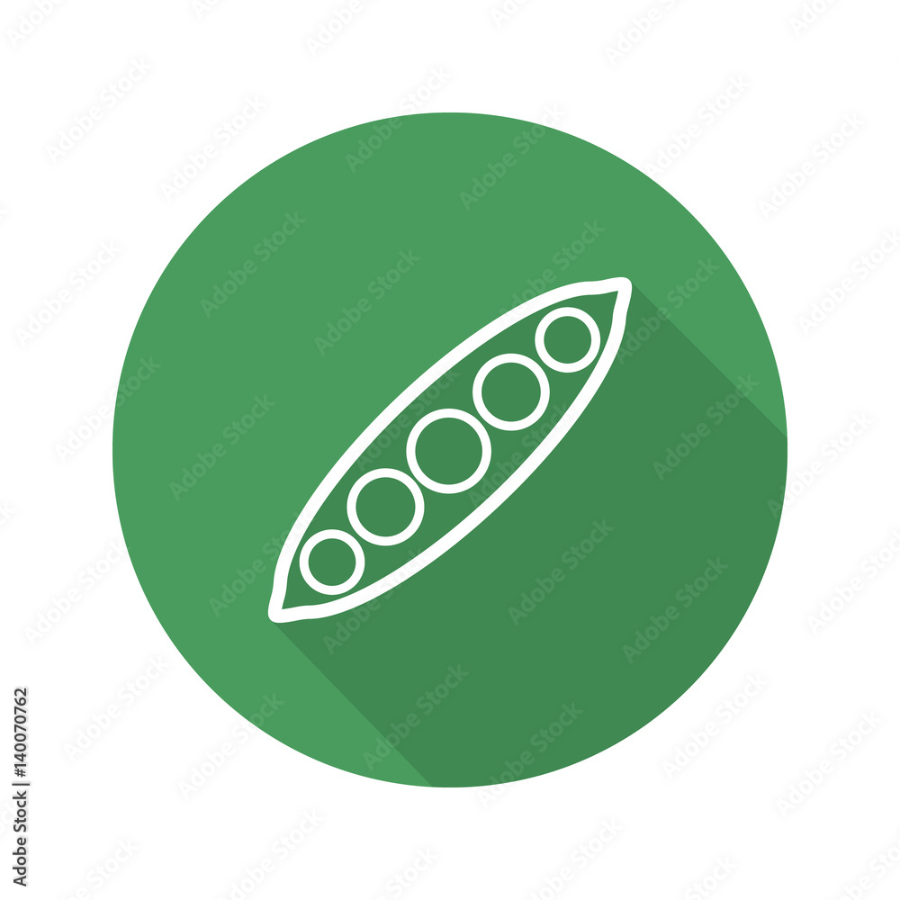 Open peapod flat linear long shadow icon Open peapod flat linear long shadow icon