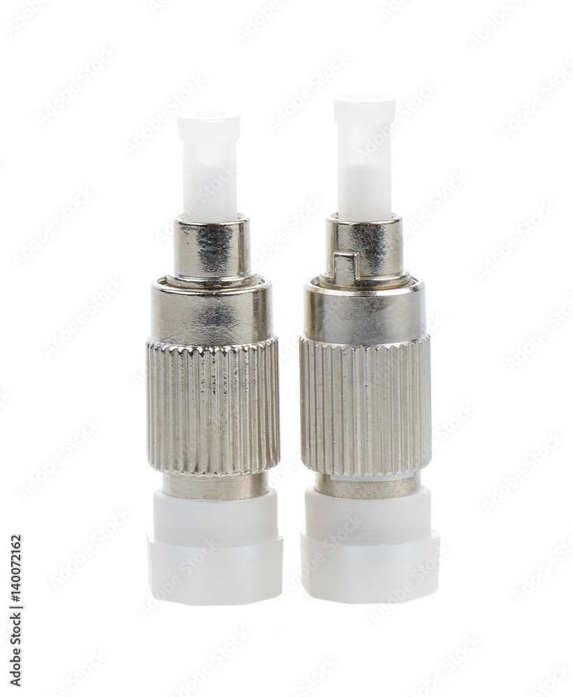 fiber optic connectors, ST, SC and FC isolated on white background fiber optic connectors, ST, SC and FC isolated on white background