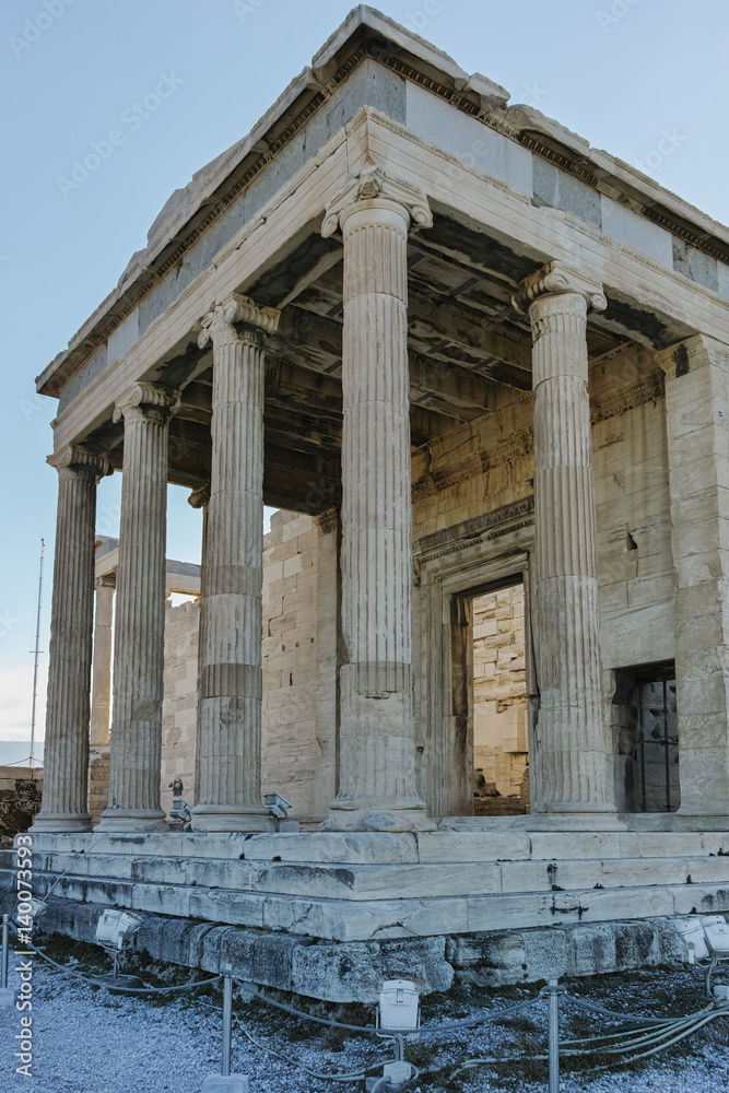 The Erechtheion an ancient Greek temple on the north side of the Acropolis of Athens, Attica, Greece