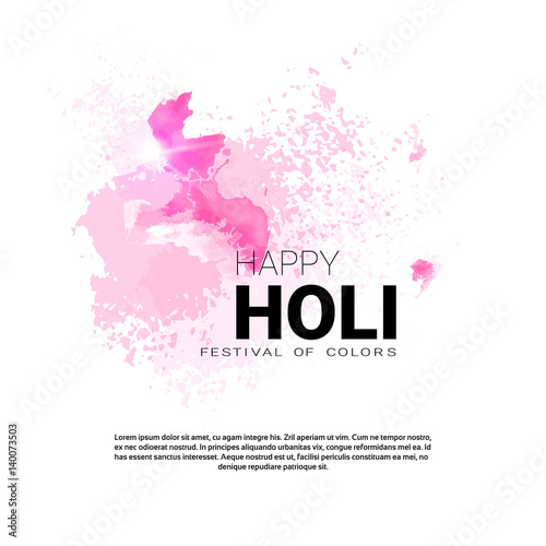 Happy Holi Religious India Holiday Traditional Celebration Greeting Card Flat Vector Illustration