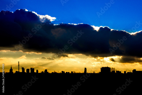 sunset over the city