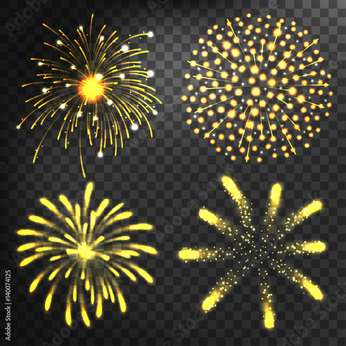 Firework different shapes colorful festive vector.