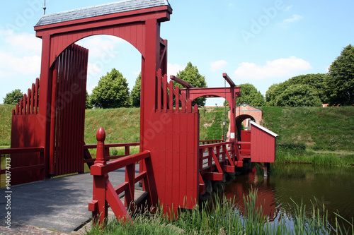 Drawbridge in the forrtess village of Bourtange photo