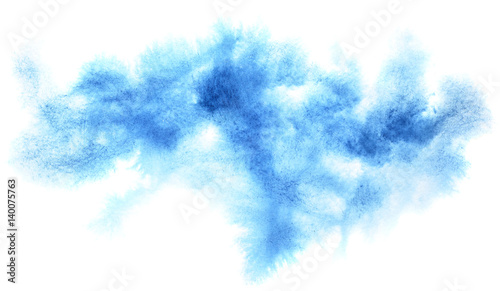 Quadro em tela Cyan blue diffused watercolor stain