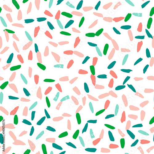 Vector seamless pattern of modern brush spot. Hand drawn engraved colored vin...