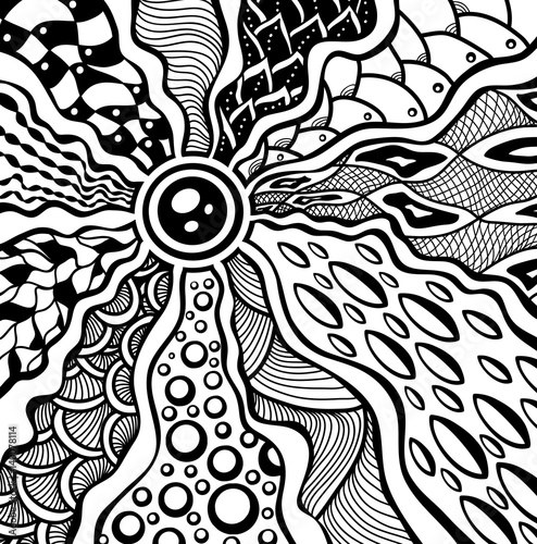 Zen-tangle or Zen-doodle abstract texture background in black on white