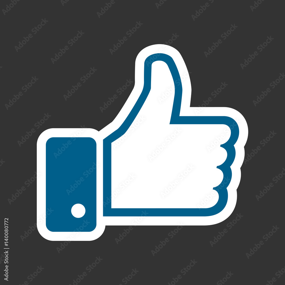 Like icon vector illustration isolated on black background. Finger up symbol. Like icon vector illustration isolated on black background. Finger up symbol.