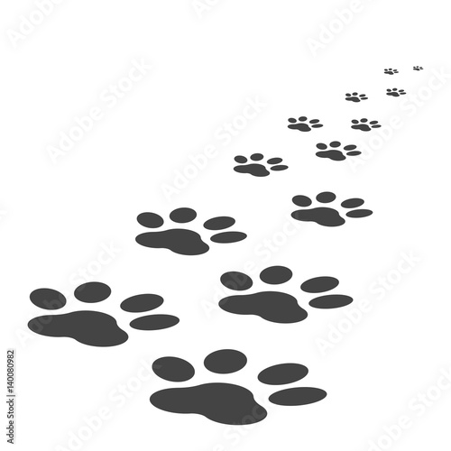 Paw print icon vector illustration isolated on white background. Dog, cat, bear paw symbol flat pictogram.