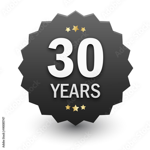 30 YEARS Black Vector Icon with Stars