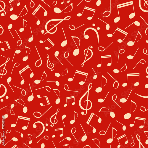 Musical seamless pattern with notes