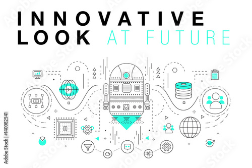 Trendy Innovation systems layouts in polygonal contour line composition, future analysis and technology operations. Made in awesome geometry style with linear pictogram of future for web design.