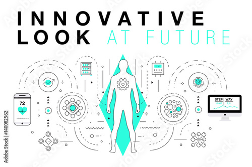 Trendy Innovation systems layouts in polygonal contour line composition, future analysis and technology operations. Made in awesome geometry style with linear pictogram of future for web design.