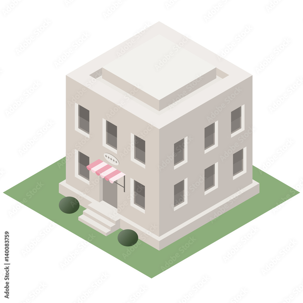 Isometric hotel building Isometric hotel building