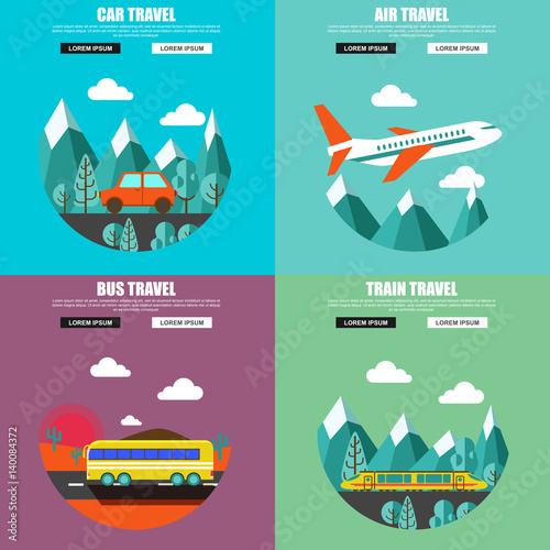 Travel and tourism conceptual flat icons