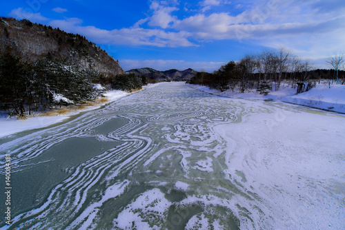 盛田川の結氷