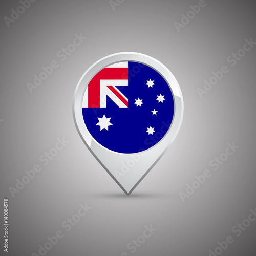 round location pin with flag of australia