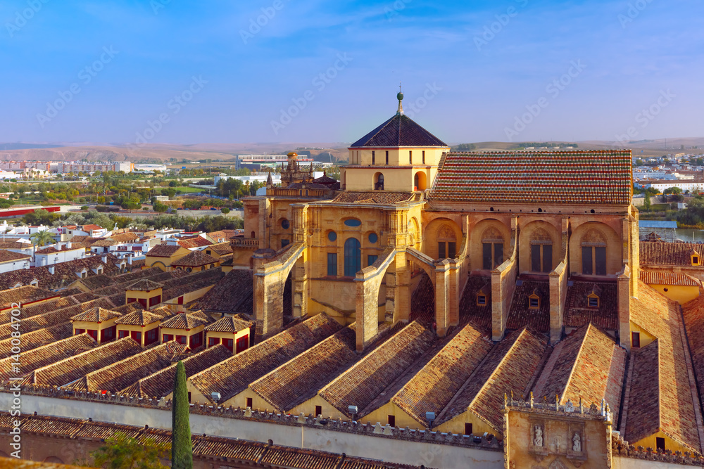 Aerial view of Great Mosque Mezquita - Catedral de Cordoba, Andalusia, Spain