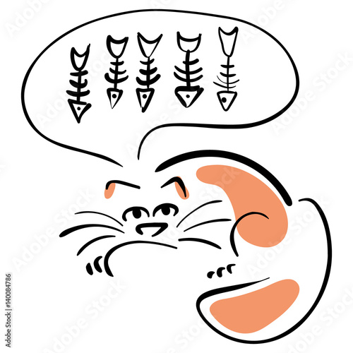 Cat dreams of fish bones