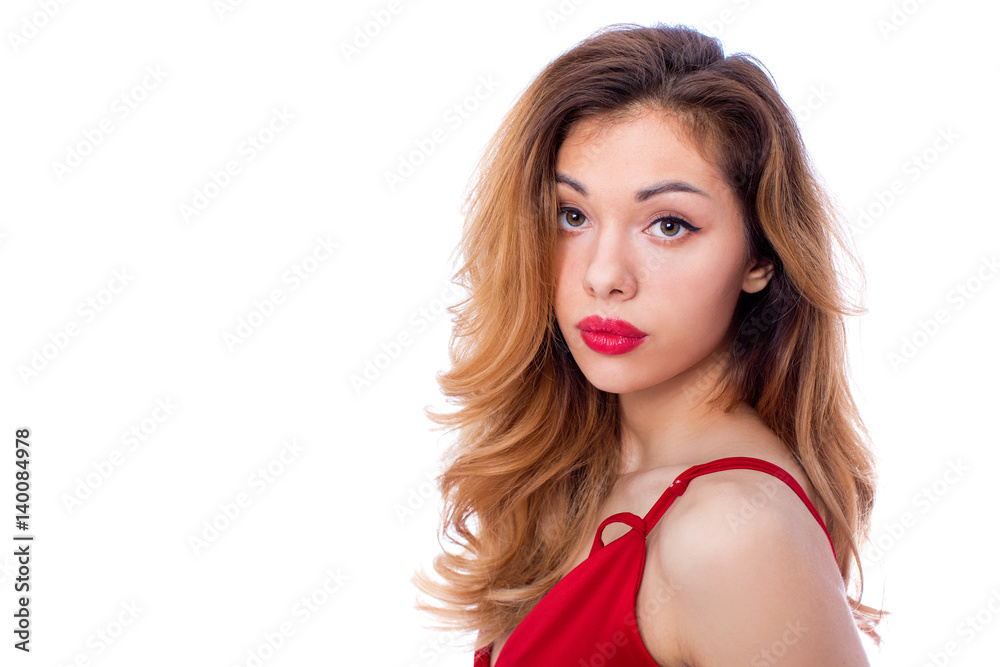Portrait close up of young beautiful blonde woman Portrait close up of young beautiful blonde woman
