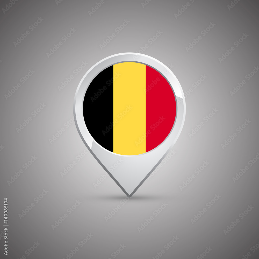 Fototapeta premium round location pin with flag of belgium