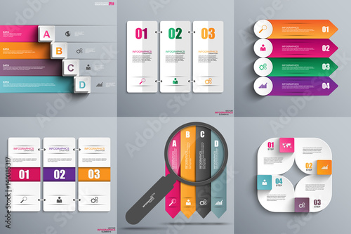 Collection business paper infographic elements