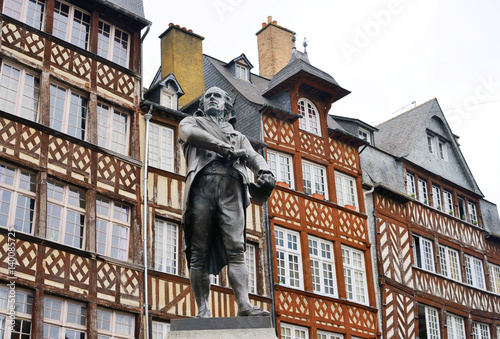 Rennes Bretagne traditional Houses with a memorial of Leperdit photo