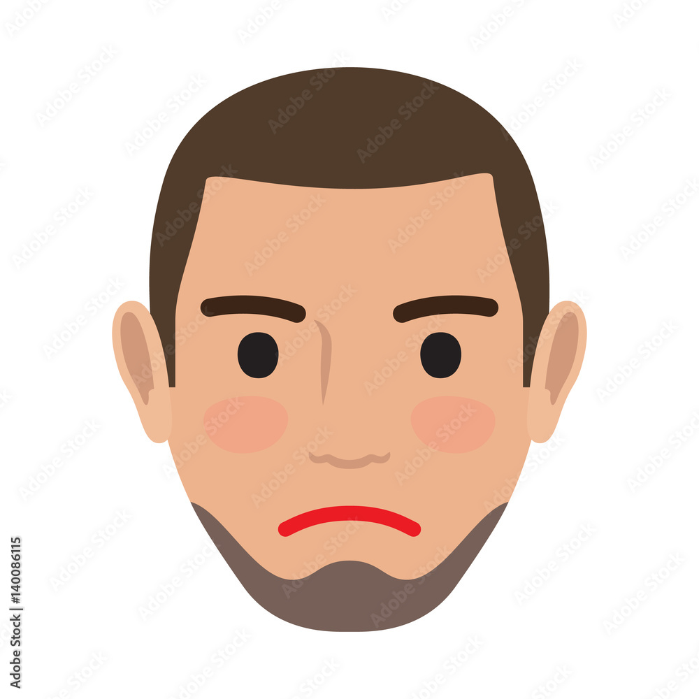 Indifferent Man Avatar User Pic. Vector Front View Indifferent Man Avatar User Pic. Vector Front View