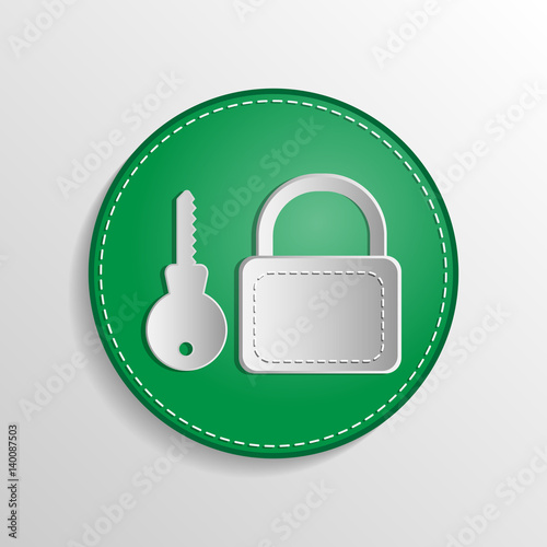 Keys and locks on a green background illustration, vector.