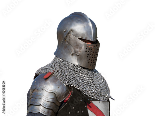 Front view of medieval knight isolated