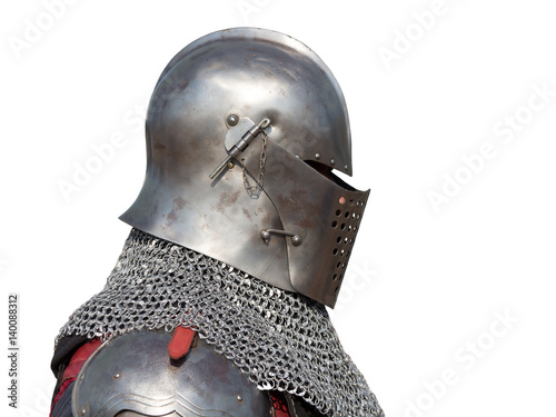 Side view of medieval knight isolated