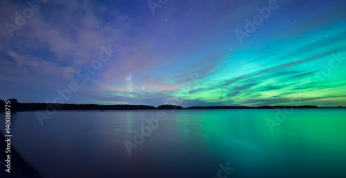 Northern lights dancing over calm lake  © Conny Sjostrom