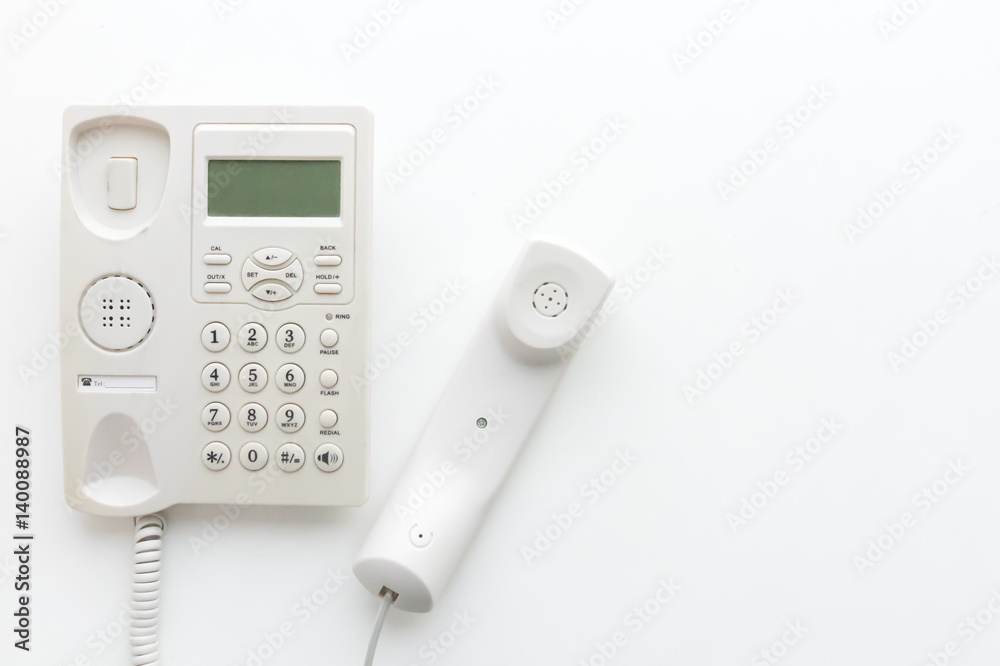 Office telephone on white background, communication and technology concept Office telephone on white background, communication and technology concept