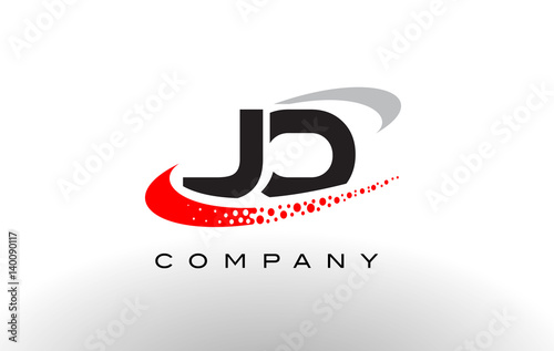 JO Modern Letter Logo Design with Red Dotted Swoosh