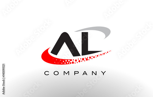 AL Modern Letter Logo Design with Red Dotted Swoosh
