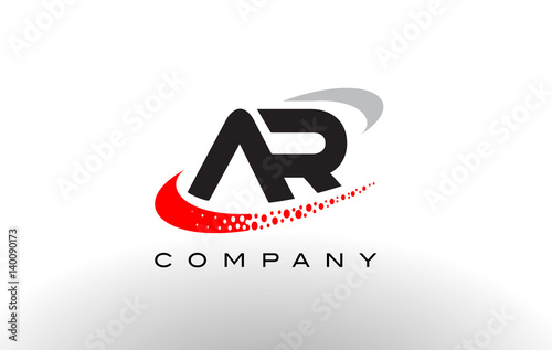 AR Modern Letter Logo Design with Red Dotted Swoosh