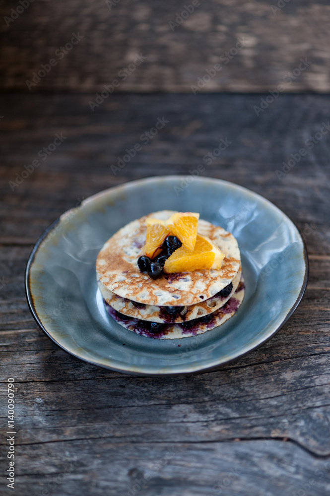 Small crepes cake with blueberries Small crepes cake with blueberries