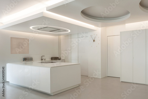 Fototapeta Naklejka Na Ścianę i Meble -  Luxury apartment, white kitchen