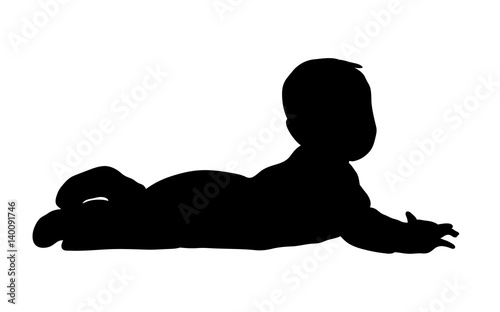 Vector, isolated, silhouette babe lies