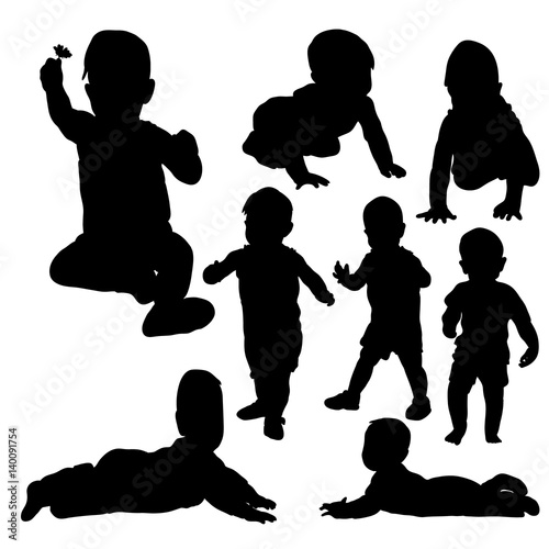  isolated, silhouette collection child up to a year