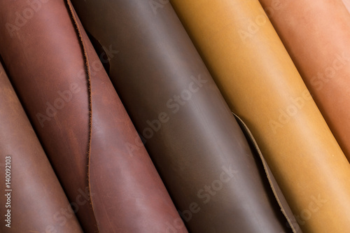 Fotografi Some beige leather rolls.