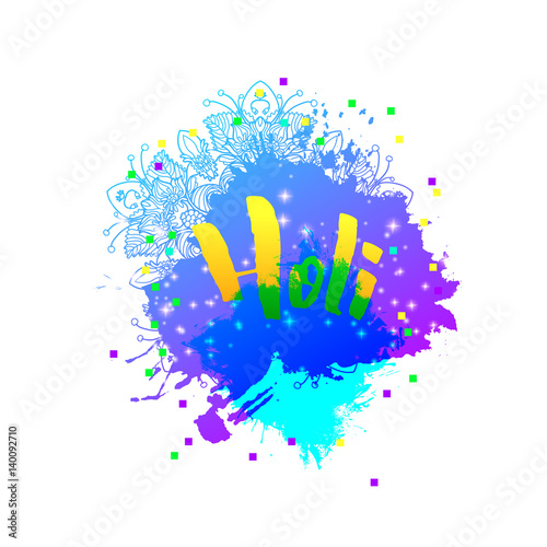 Holi holiday logo emblem