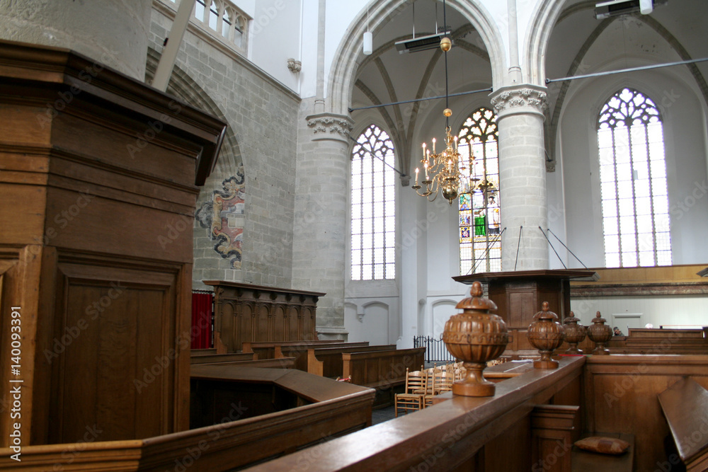Interior of the Saint Catherijne kerk in f the old historic fortress Brielle