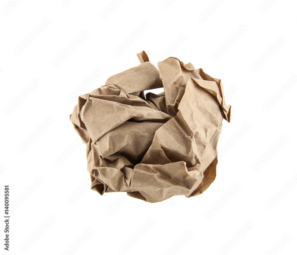 Crumpled paper ball isolated on white Crumpled paper ball isolated on white
