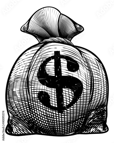Dollar Sign Burlap Sack or Money Bag