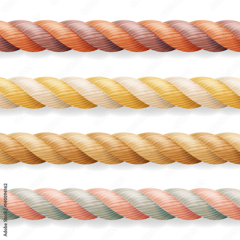 Realistic Rope Vector. Different Color Thickness 3d Rope Line Set ...