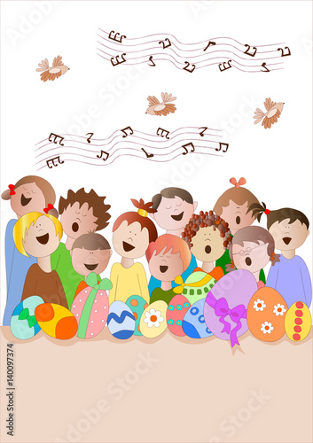 coro con uova pasquali
