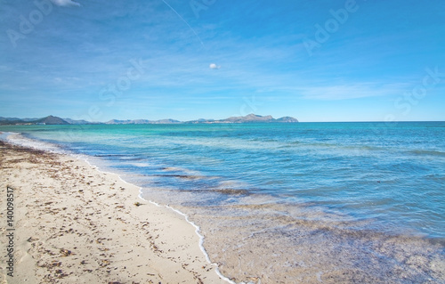 Fototapeta Naklejka Na Ścianę i Meble -  Empty sandy Mediterranean beach
