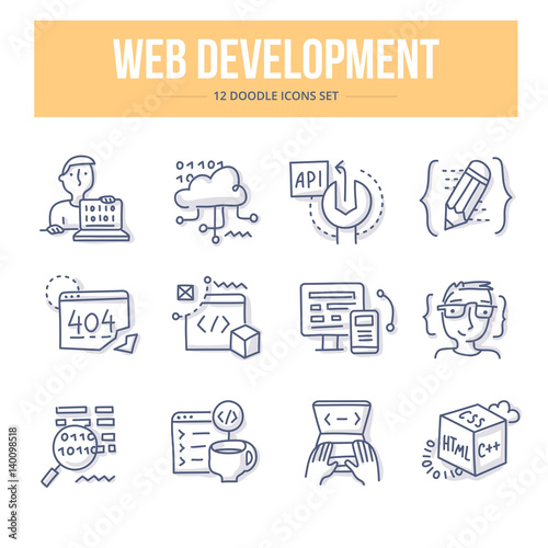 Web Development Doodle Icons