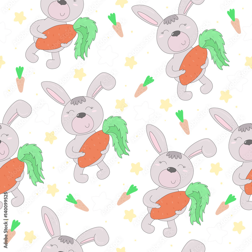 Seamless pattern with cute little bunny. vector illustration Seamless pattern with cute little bunny. vector illustration
