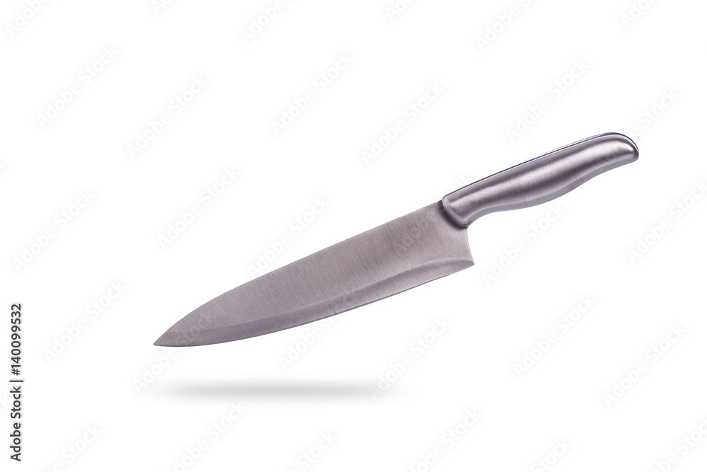 Fototapeta premium New stainless steel cooking knife. Studio shot isolated on white